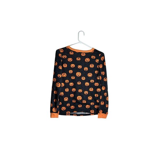 Halloween Themed Pumpkin Print Long Sleeve Pajama Top Medium - Picture 2 of 5